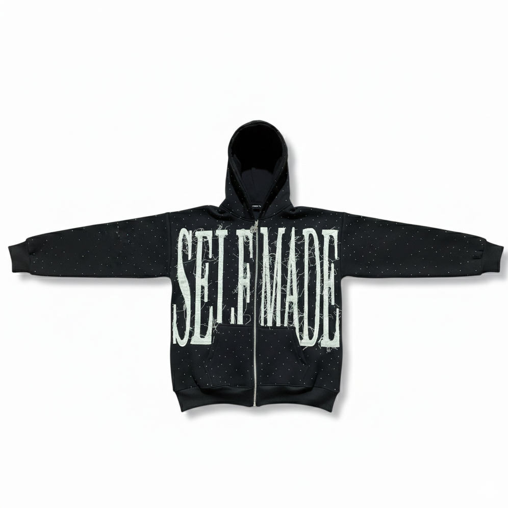 WHITE STONES FULL ZIP-UP HOODIE